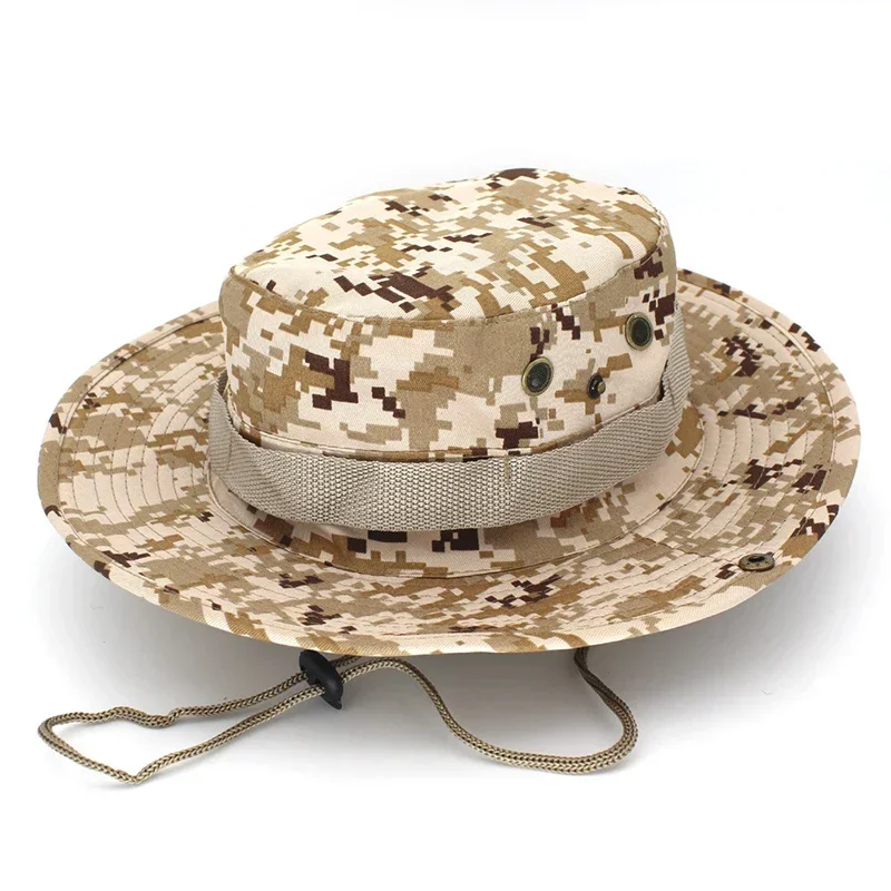 Camouflage Fisherman's hat Summer Sun Hats Men Bucket Caps Visor Cap Hunting Outdoor Hiking Fishing Sun Protector Fisherman Cap-animated-img