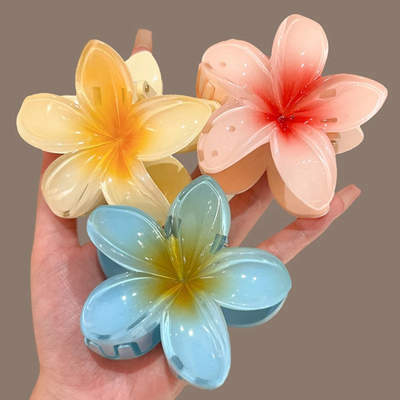 1pc Fashion Women Beach Vacation Bohemia Egg Flower Hair Clips Flower Large Hair Claw Hairpin Women Girls Accessories-animated-img