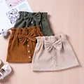 New Summer Girls Toddler Solid Colour Bustier Bow Button Design Sweet and Lovely Skirt Casual Comfortable Breathable