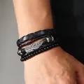 Modyle Multi-layer Gothic Leather Bracelet Set Punk Viantage Wings Charms Handwoven Bracelets for Men Jewelry Gifts preview-5