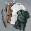 1 to 5 Years 2PCS/Set Cotton And Linen Retro Kids Children Clothes Suits Boys Girls Clothing Sets 2023 Summer Baby Girls Clothes