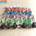 7pcs of Two-color Transparent Polyhedral Dice Acrylic Colorful Number Dice Set for Dnd TRPG COC Running Team Table Board Game