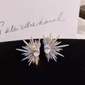 Luxury Silver Color Zircon Wings Stud Earrings for Women Full Rhinestone Firework Snowflake Pearl Earring Girls Party Jewelry preview-1