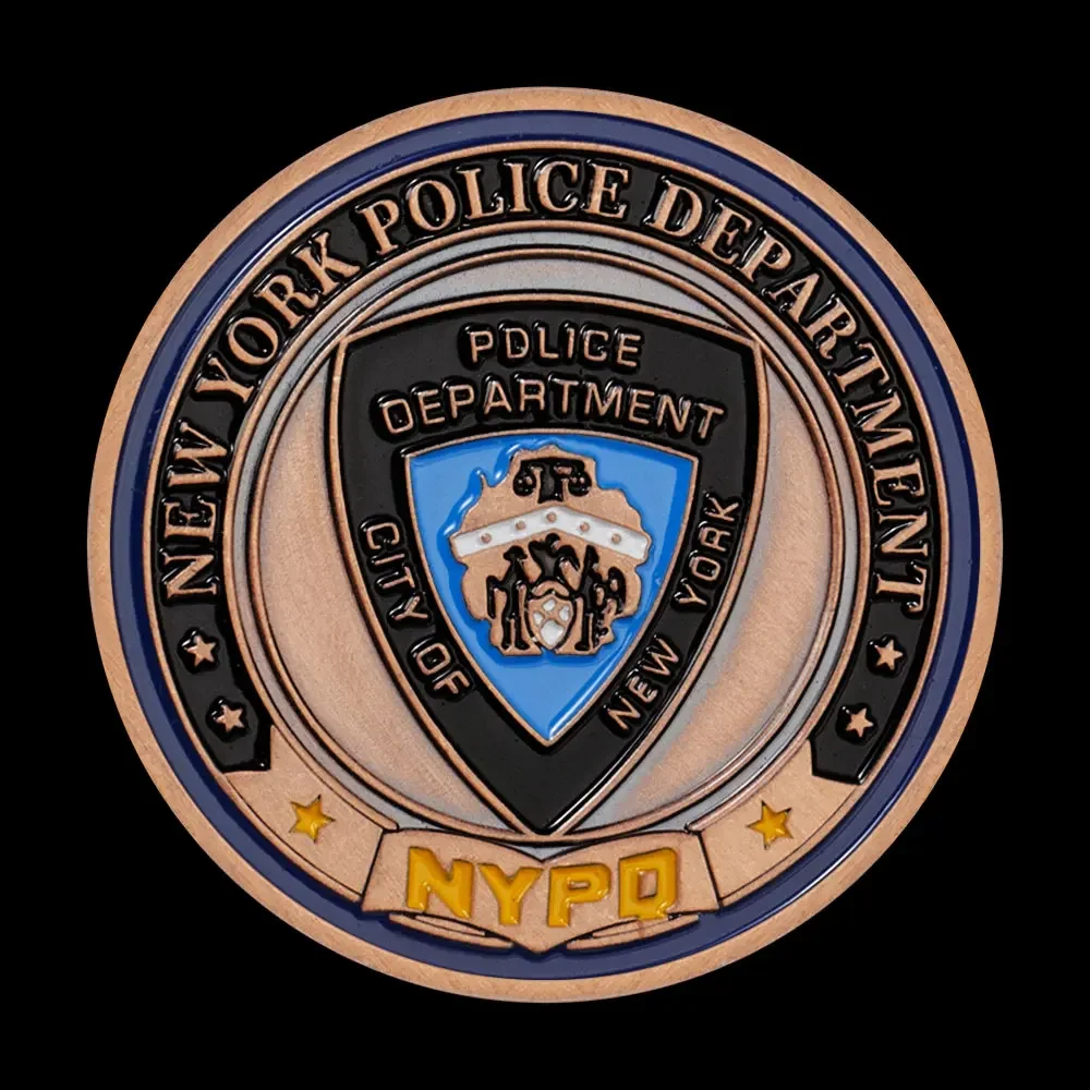 USA New York Police Department Commemorative Coin Bronze Plated Gift Saint Micheal Pattern Challenge Coin-animated-img