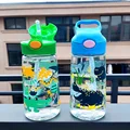 JJYY 1PC Kids Cartoon Water Bottle with Straw and Handle Baby