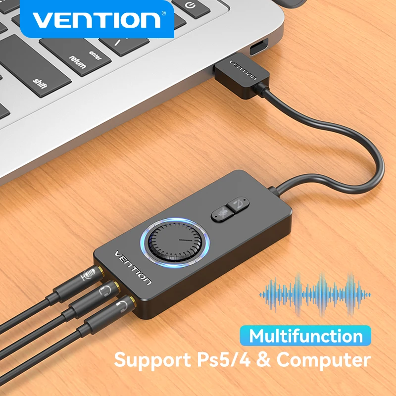 Vention USB External Sound Card USB to 3.5mm Audio Adapter USB to Earphone Microphone for Macbook Computer Laptop PS4 Sound Card-animated-img