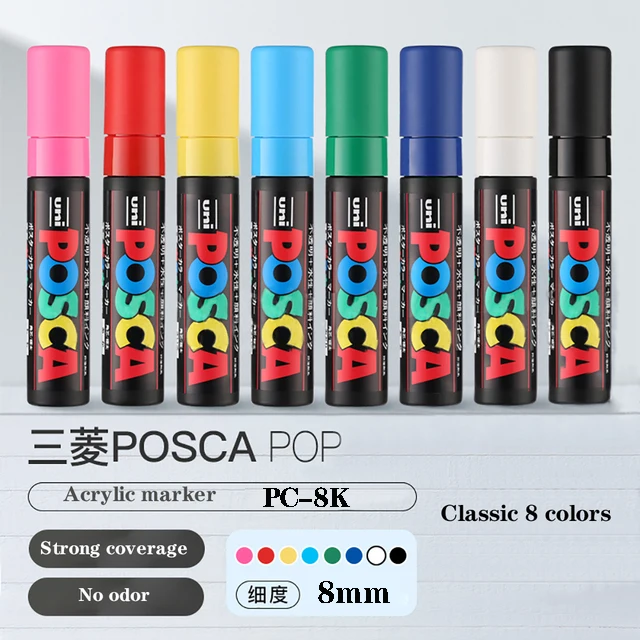 Uni Posca Markers Set Acrylic Paint Pen Marcadores PC-1M/3M/5M/8K/17K Art  Supplies POP Poster Advertising Graffiti Drawing Pens - AliExpress