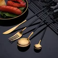 24Pcs Cutlery Sets Stainless Steel Dinnerware Knives Forks Tea Spoons Mirror Tableware Kitchen Western Silverware Gift Box Set preview-3