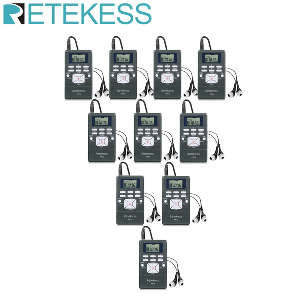 RRETEKESS PR13 Radio Receiver FM Stereo Portable Radio DSP Mini Digital Clock Receiver For Tour Guiding Church Meeting Training-animated-img