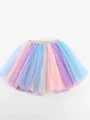 Girls Rainbow Skirt Layered Gradient Soft Tulle Tutu Skirts For Birthday Dance Performance Festive Costume preview-5