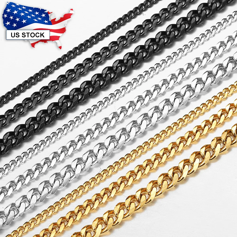 Davielsee Mens Necklace Chain Stainless Steel Black Gold Silver Color 2019 Necklace for Men Jewelry Gift 3 5 7mm LKNM07-animated-img