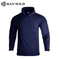 HAN WILD Men Combat Shirt Airsoft Tactical Hiking Shirts Outdoor CP Camouflage Long Sleeve Hunting Cotton Hunting Climb Clothes