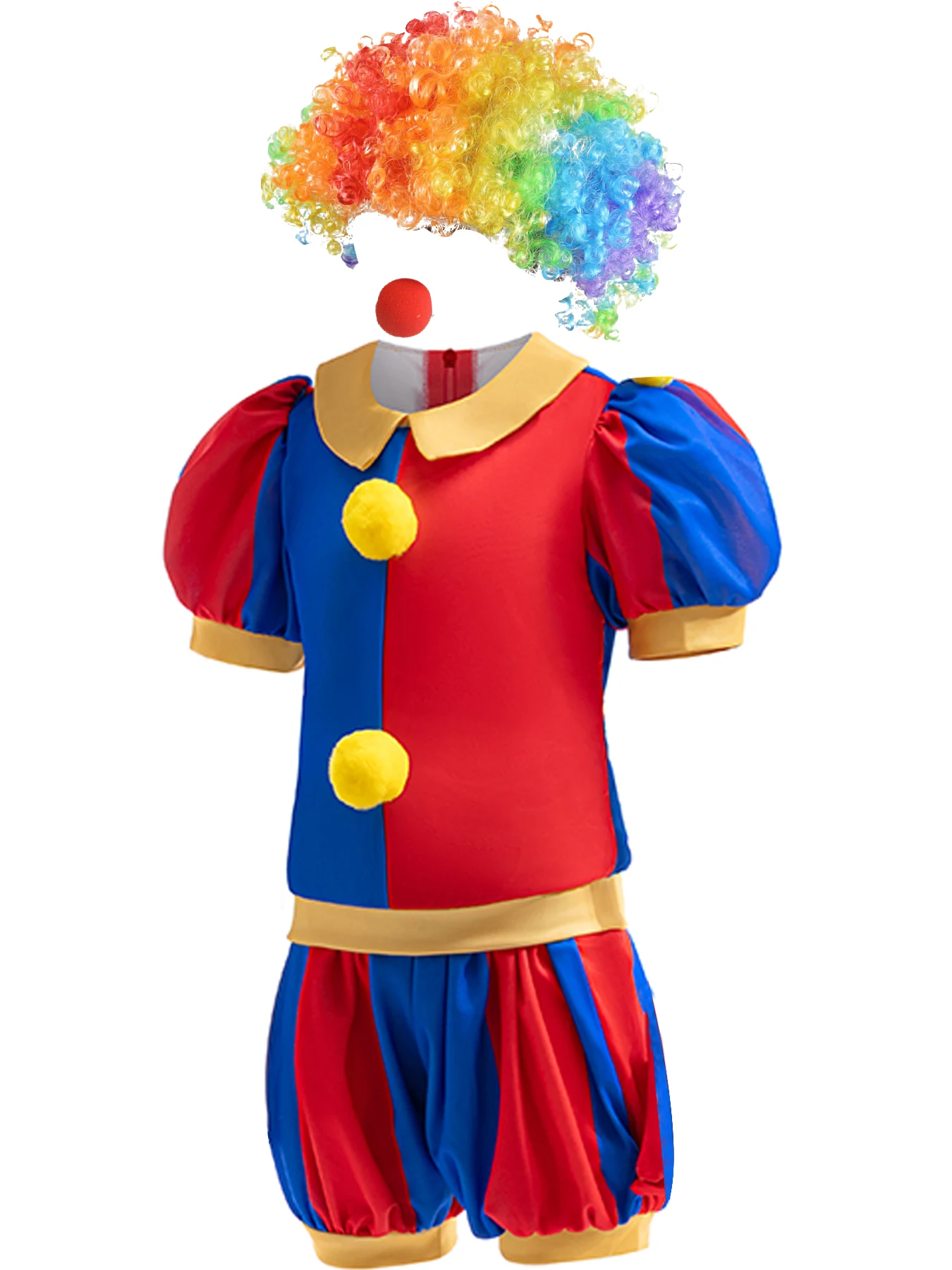 The Amazing Digital Circus Cosplay Costume Baby Boys Tops+Short+Wig+Nose 4pcs Suits Birthday Party Evening Clothing-animated-img