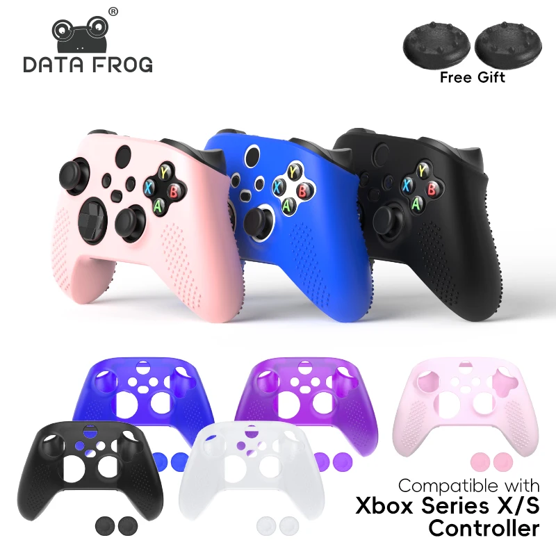 DATA FROG Silicone Soft Shell Protector Sticker Skin For Xbox Series X/S Game Controller Case XS XSX Thumb Stick Grip Cap Cover-animated-img