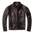 Casual Men Leather Jacket Thin Soft Cowhide Leather Black Brown Standard Collar Mens Coats Spring Jaquetas Masculina De Couro