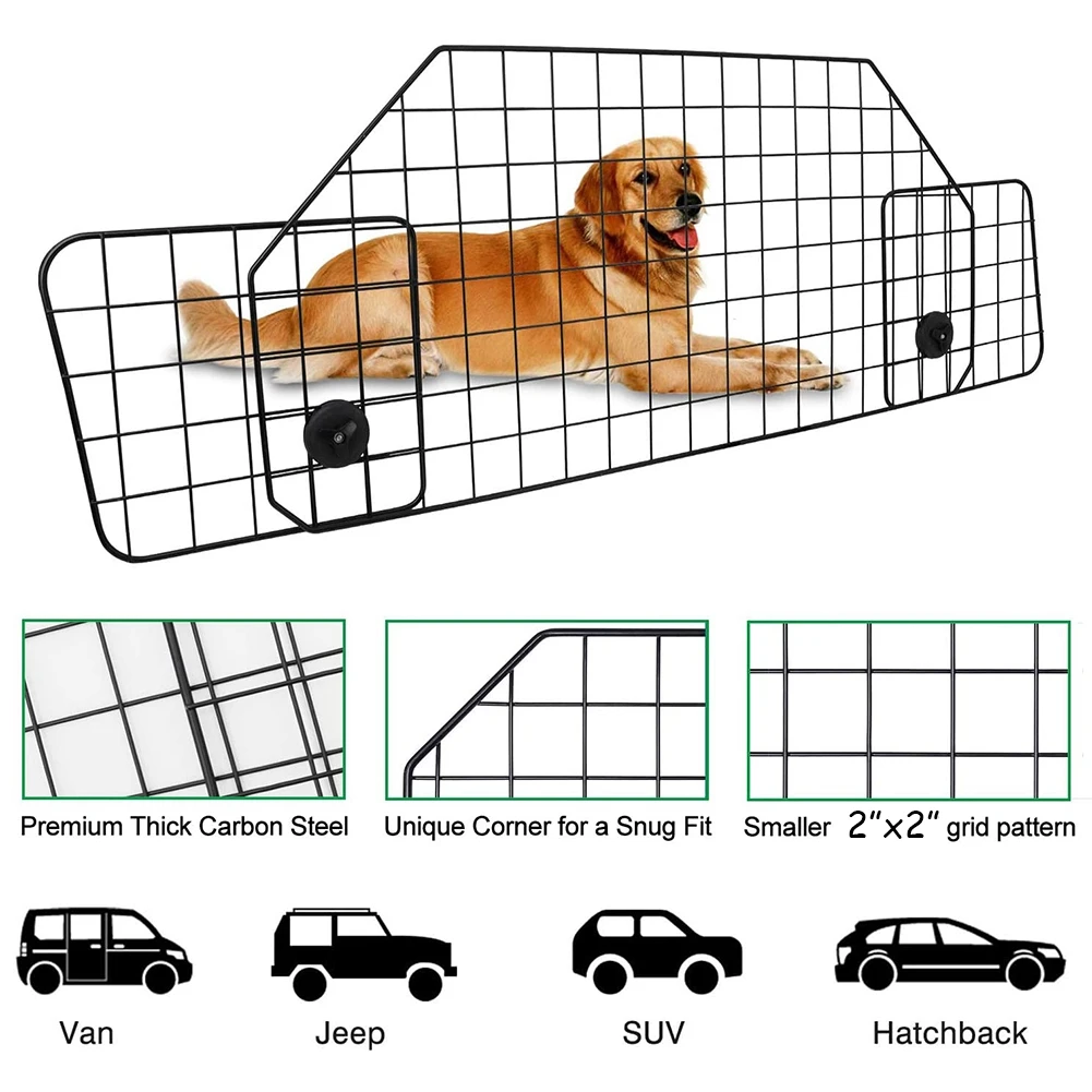 Adjustable Car Dog Fence Barrier for SUV Large Dog Animal Transportation Safety Pet Dividers Gate Wire Mesh Panel Dog Car Guard-animated-img