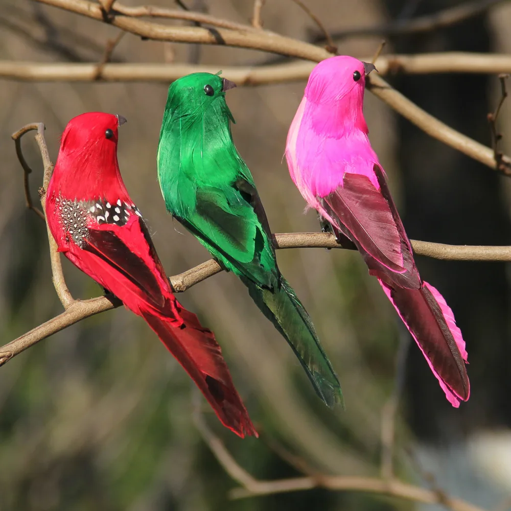 Creative Foam Home Outdoors Garden Wedding Decoration Ornament 1pc Feather Artificial Parrots Imitation Bird Model DIY Party Use-animated-img