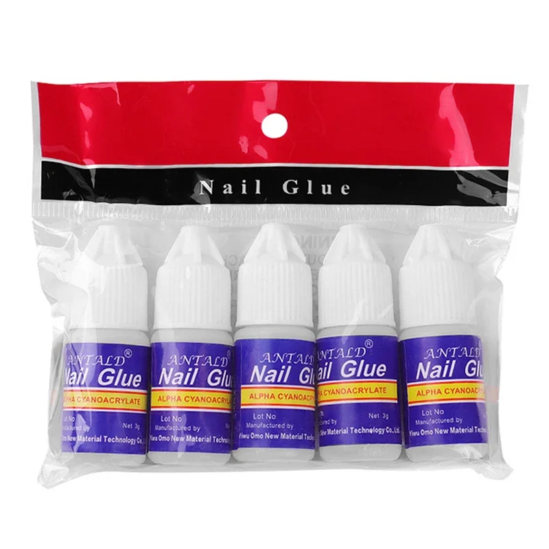 5pcs 3g Fast drying nail art glue tips glitter UV acrylic rhinestones decorations nail glue false tip multipurpose manicure tool-animated-img