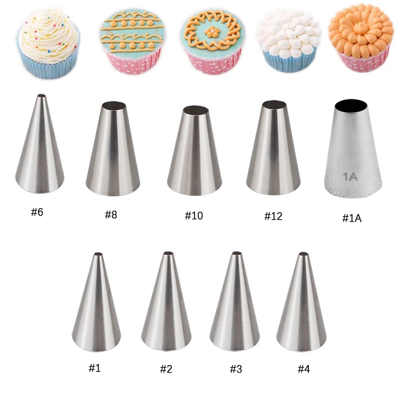 1-9pcs Round Icing Piping Nozzles DIY Cream Writting Cake Decorating Tips Macaron Cookies Pastry Nozzles For Decorating Cakes