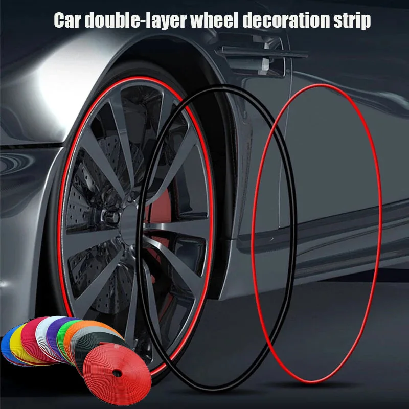 1PCS 8M Car Tire Protective Ring Anti-collision Strip Car Motorcycle Anti-collision Strip Tire Decorative Thread-animated-img