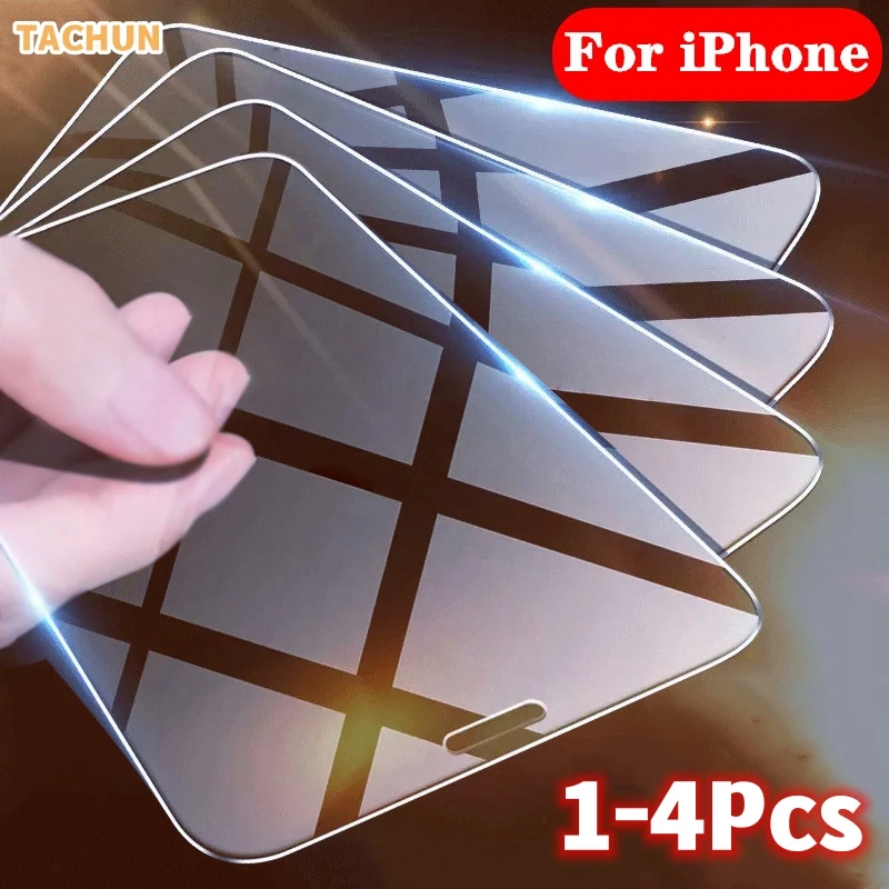 1-4Pcs Tempered Glass for iPhone 15 14 13 12 11 Pro Max Full Cover Anti-Shatter Screen Protector For iPhone 15 14 13 Glass Film-animated-img