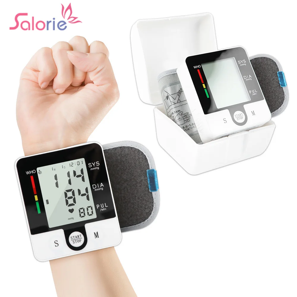 New LED Rechargeable Wrist Blood Pressure Monitor English / Russian /  Portuguese / Spanish Voice Broadcast Tonometer BP Monitor