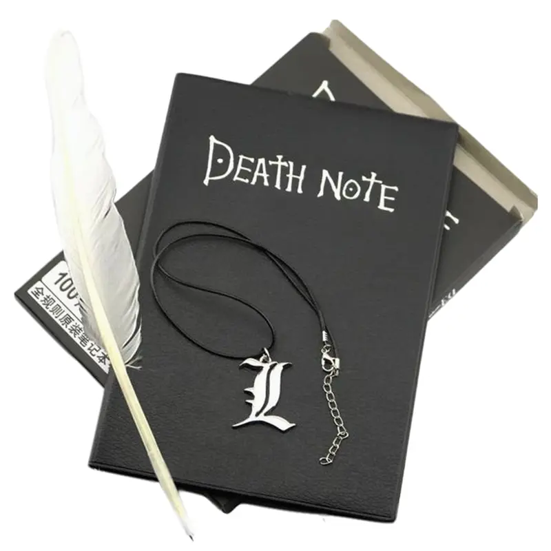 A5 Anime Notebook Set Leather Journal And Necklace Feather Pen Animation Art Writing Journal Notepad preview-1