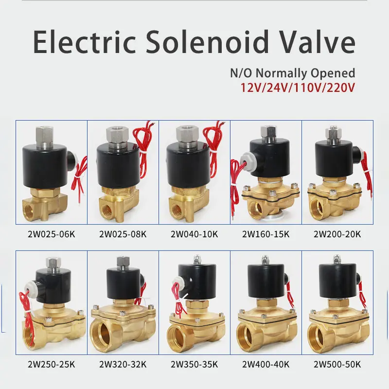 Electric Solenoid Valve 1/4" 3/8" 1/2" 3/4" DN8/10/15/20/25/50 Normally Opened Pneumatic for Water Oil Air Gas 12V/24V/220V/110V-animated-img