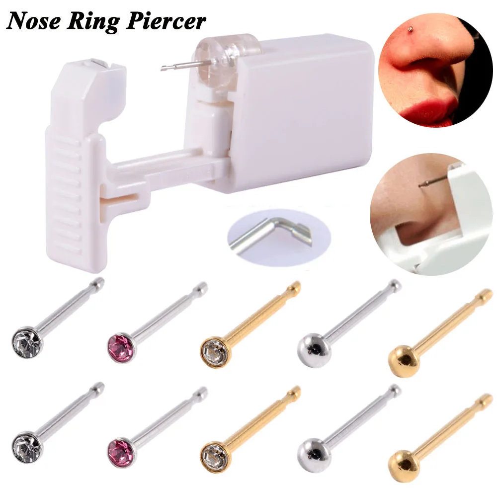 1 Unit Disposable Safe Sterile Piercing Unit For Gem Nose Studs New Generation More Safe Nose Piercing Gun Piercer Machine Kit-animated-img