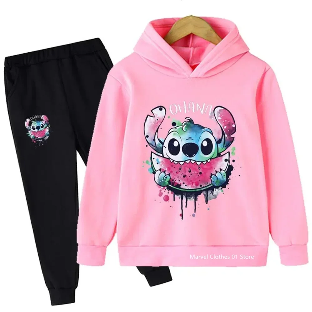 Kids Clothes Stitch hoodie+pants 2-piece Spring Autumn Childrens Clothing Sets Boys Girls Sweatshirts Suit-animated-img