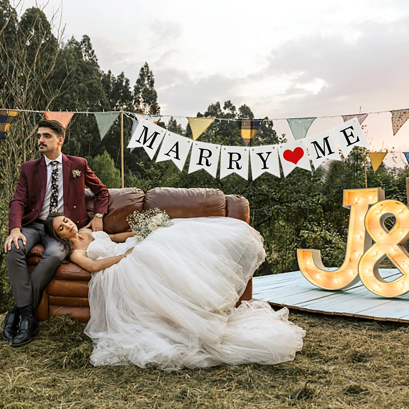 Vintage Wedding Just Married Bunting Banner Bridal Shower Photo Booth Props Rustic Wedding Party Decoration Supplies-animated-img