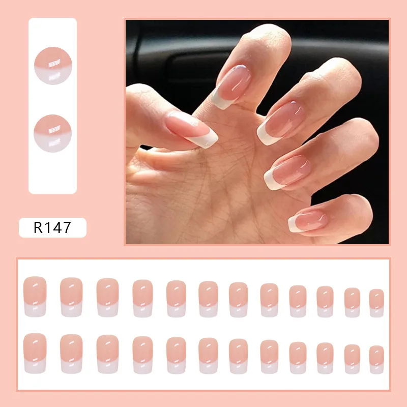 French Style Wearable Pink Press On Fake Nails Tips False Nails Design Butterfly Lovely Girl False Nails Wholesale-animated-img