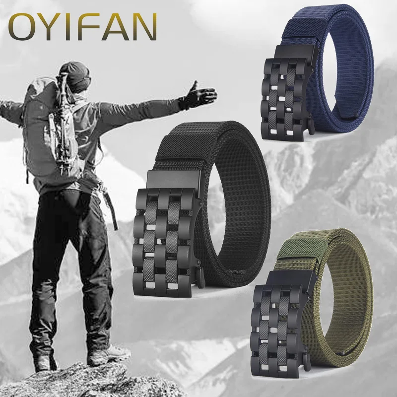 OYIFAN Men Belt Fashion Nylon Belts Outdoor Sports Belt Golf belts Alloy buckle Tactical belt 110cm 125cm 140cm 160cm-animated-img