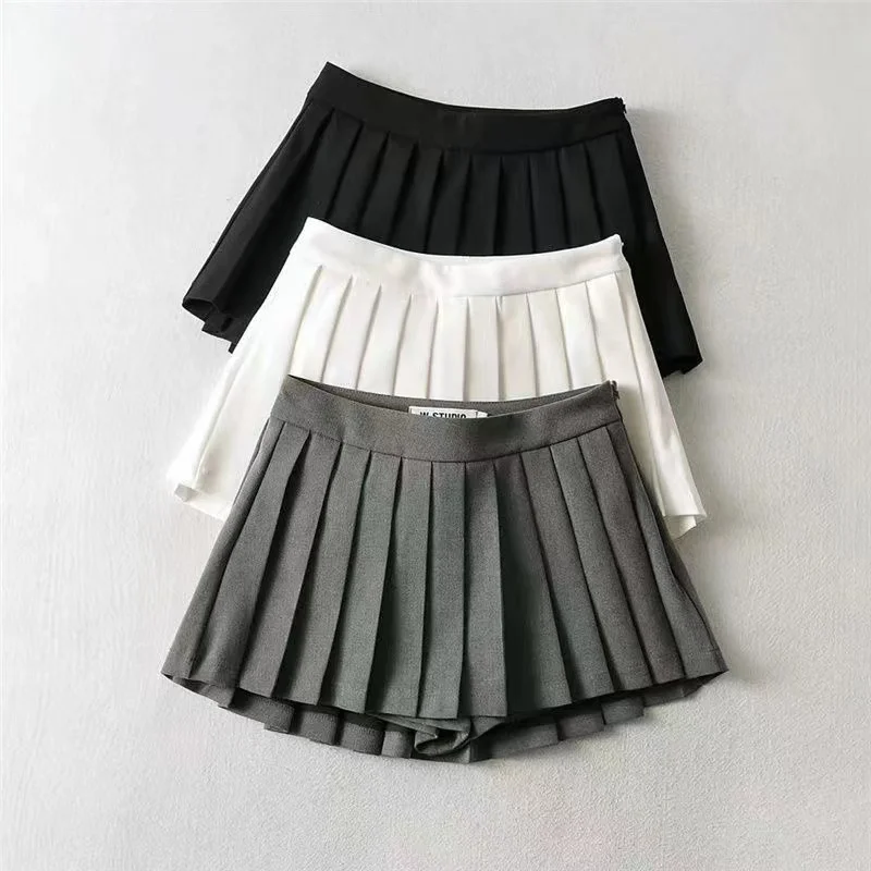 2024 New Sexy Women Pleated Skirts High Waist Summer Vintage Mini Skirts Korean Tennis Student White Designed Dance Skirt-animated-img