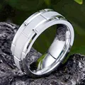 8MM Stainless Steel Ring Silver Color Brushed Double Groove Pattern Men's Wedding Ring Party Jewelry For Women Gift preview-3