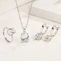 925 Sterling Silver Elegant Women's Jewelry Sets Ellipse Zircon Ring Necklace Earrings Accessories Juwellery Argent 925 preview-3