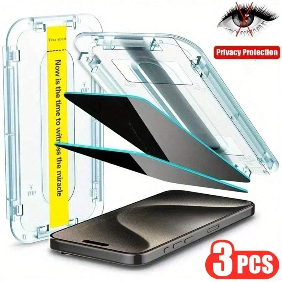 TACHUN 3Pcs Ultra HD Screen Protector For iPhone 15 14 13 12 11 Pro Max Corning Glass Anti Spy Full Tempered Glass Protection-animated-img