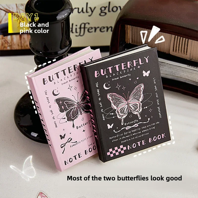 A7pocket Dreamy Butterfly Mini Notebook Women's Portable High Aesthetic Value Student Notepad Book For Sketching Writing-animated-img