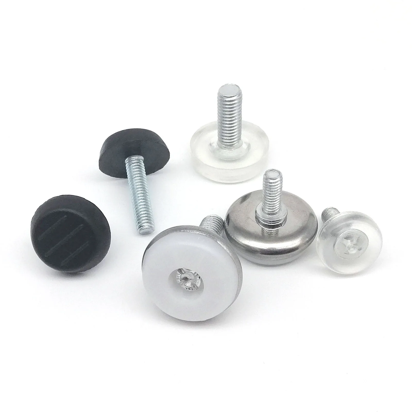 23mm Dia Base 8mm Thread Screw On Type Furniture Glide Leveling Foot Black  4pcs 