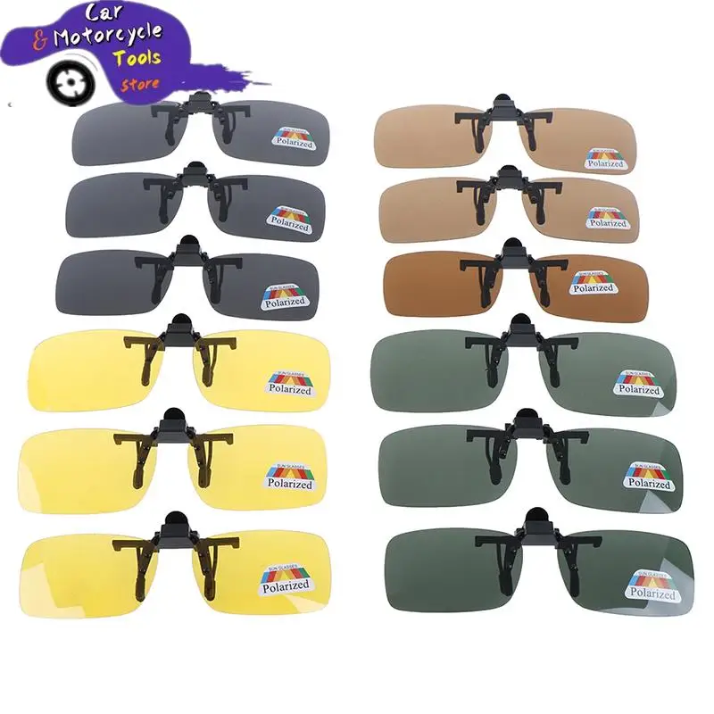 VIVIBEE Mens Fishing Clip On Sunglasses for Myopia Eyeglasses Polarized  UV400 Women Square Night Vision Driving Sun Glasses