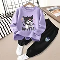 Sanrio Autumn New Children' Clothing Sets Cute Kuromi Melody Girls Sweatshirt and Sweatpant Two Piece Kids Tracksuit Gift