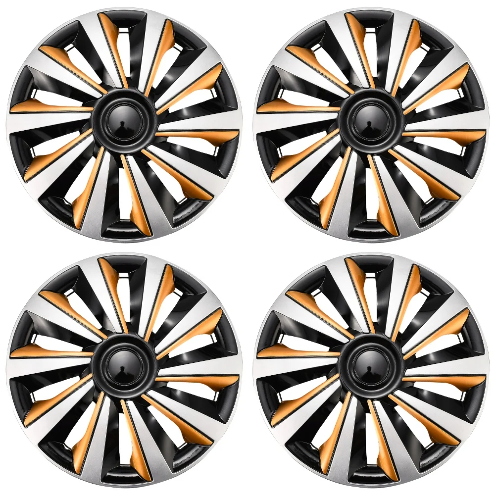 4pcs/set 14 Inch Car Wheel Hub Caps for Steel Iron Rims, R14 Wheel Hubs Trim Cover Decorative ABS Plastic Wheel Cover-animated-img