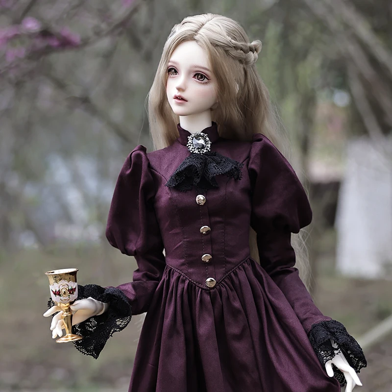 Elina BJD Doll 1/3  Beautiful Elegant Lady Vintage Aristocratic Purple Dress Resin Art Toy Shuga Fairy-animated-img