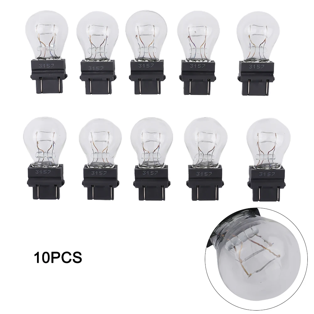 10Pcs Led Bulbs Car Tail Signal Brake Light Bulbs 3157 Clear And Amber Lamps Auto Light Replacement-animated-img