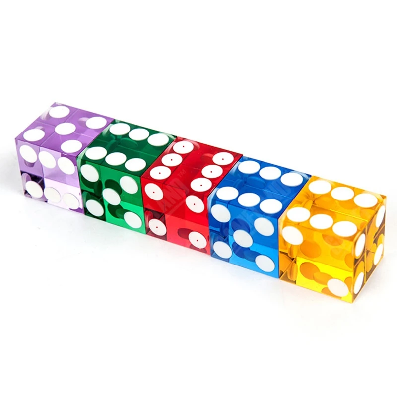 Pack of 5, Six Sided D6 19mm Casino Dice High-grade Acrylic Transparent Dice with for Razor Edges Drop Shipping-animated-img