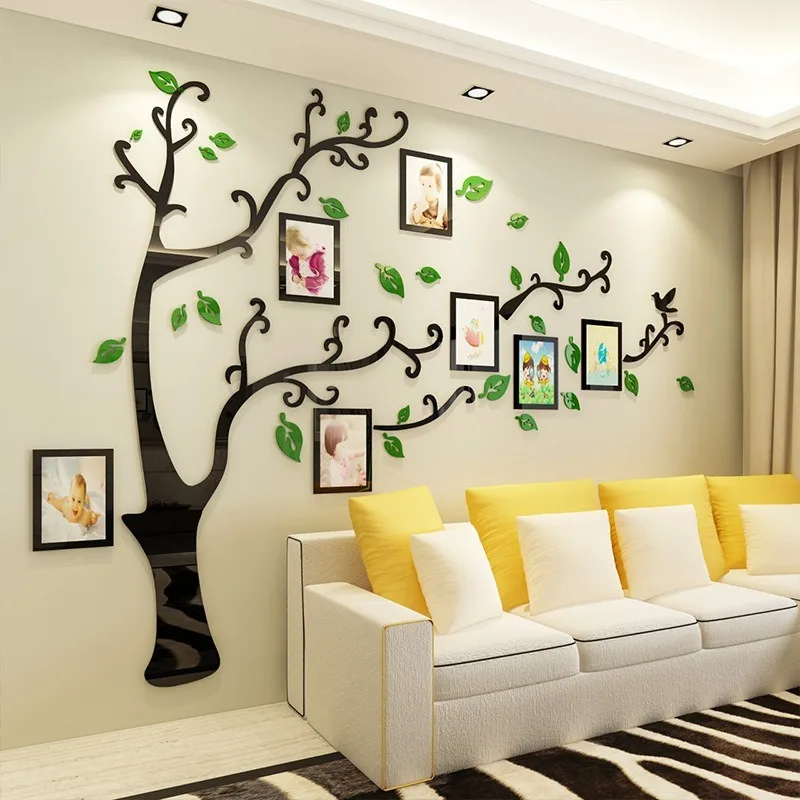 Wall Stickers Tree Photo Frame Sticker DIY Mirror Wall Decal Home  Decoration Living Room Bedroom Poster TV Background Wall Decor