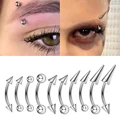 2Pcs Stainless Steel Curved Barbells Eyebrow Rings Piercing Bar Banana Eyebrow Ear Cartilage Tragus Body Piercing Jewelry