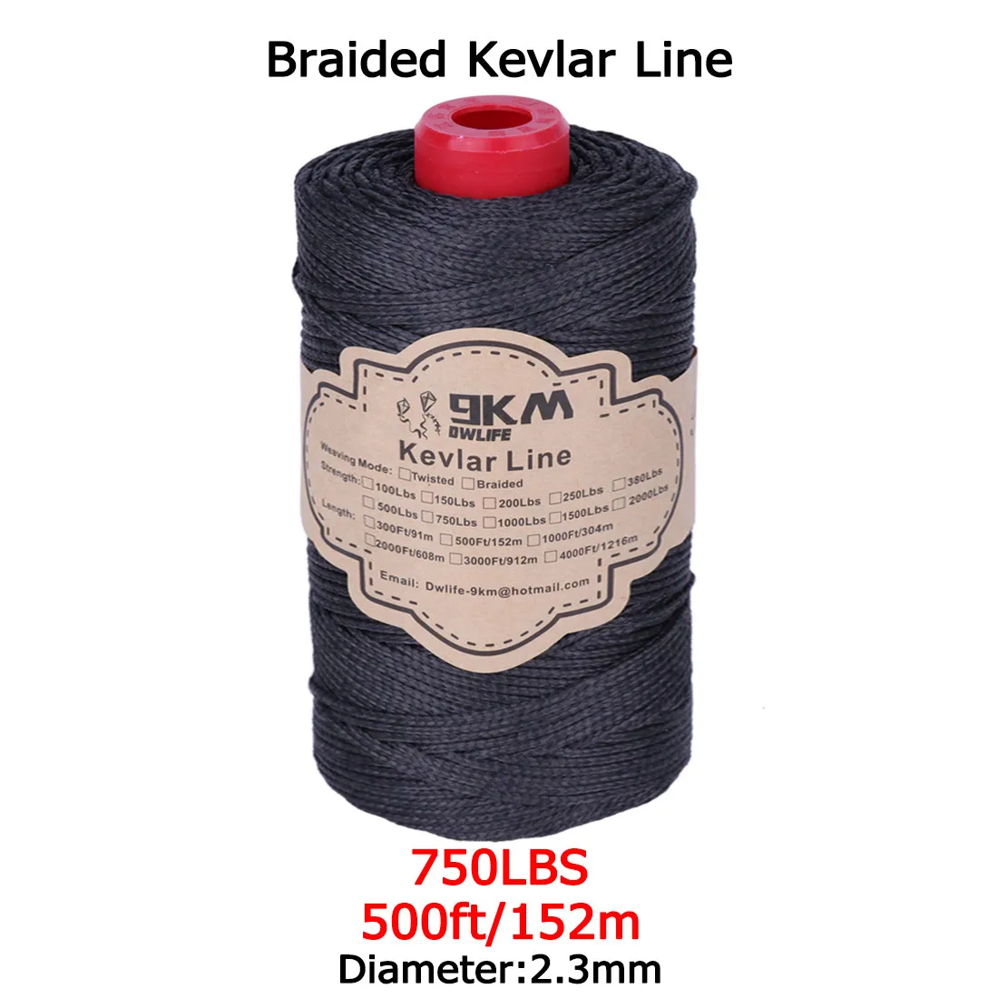 Black Braided Kevlar Line 400lbs High Strength 1.6mm Heavy Duty