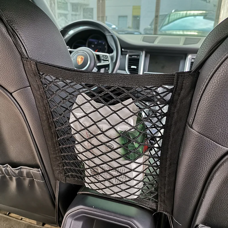 Elastic Car Trunk Mesh Pocket Car Interior Organizer Fixed Strap