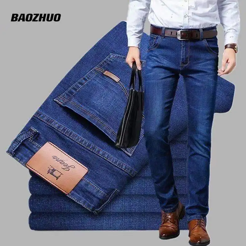 Fashion Brand Clothing Slim Men Summer Autumn Business Casual Jeans 2022 Man Oversize Denim Pants Trousers Baggy Stretch Jeans
